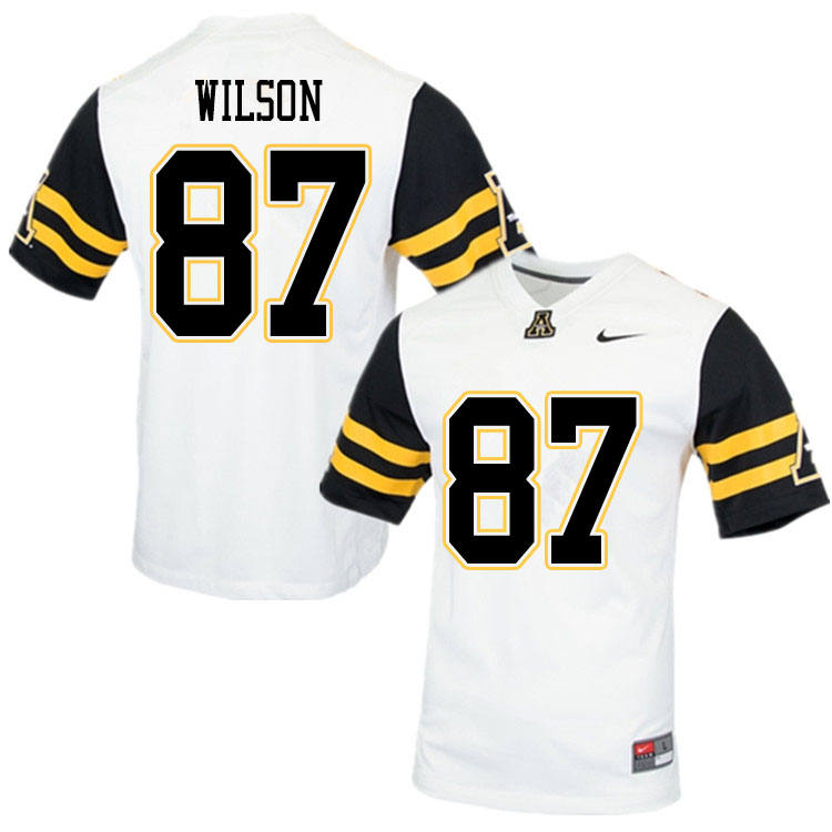 Men #87 Eli Wilson Appalachian State Mountaineers College Football Jerseys Sale-White - Click Image to Close